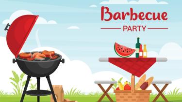 Barbecue beside a table 