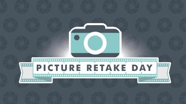 Camera and text "photo retake day"